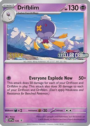 Drifblim - 135 [Staff] 135 - SV Scarlet & Violet Promo Cards Reverse Holofoil