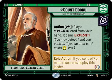 Count Dooku - Face of the Confederacy (005/257) - Twilight of the Republic - Premium Star Wars: Unlimited Single from Twilight of the Republic - Just $0.08! Shop now at Game Crave Tournament Store