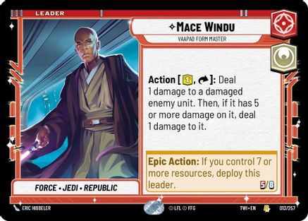 Mace Windu - Vaapad Form Master (013/257) - Twilight of the Republic - Premium Star Wars: Unlimited Single from Twilight of the Republic - Just $0.08! Shop now at Game Crave Tournament Store