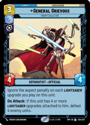 General Grievous - Trophy Collector (034/257) - Twilight of the Republic - Premium Star Wars: Unlimited Single from Twilight of the Republic - Just $2.34! Shop now at Game Crave Tournament Store