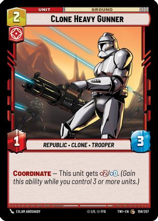 Clone Heavy Gunner (158/257) - Twilight of the Republic Foil - Premium Star Wars: Unlimited Single from Twilight of the Republic - Just $0.08! Shop now at Game Crave Tournament Store