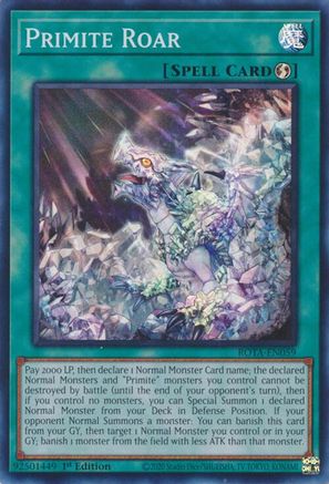 Primite Roar (ROTA-EN059) - Rage of the Abyss 1st Edition - Premium Yugioh Single from Konami - Just $1.05! Shop now at Game Crave Tournament Store