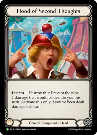 Hood of Second Thoughts - LGS320 (LGS320) - Flesh and Blood: Promo Cards Rainbow Foil
