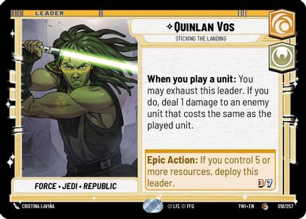 Quinlan Vos - Sticking the Landing (018/257) - Twilight of the Republic - Premium Star Wars: Unlimited Single from Twilight of the Republic - Just $0.08! Shop now at Game Crave Tournament Store