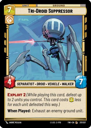 Tri-Droid Suppressor (217/257) - Twilight of the Republic - Premium Star Wars: Unlimited Single from Twilight of the Republic - Just $0.08! Shop now at Game Crave Tournament Store