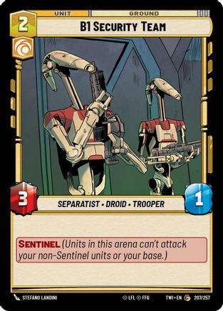B1 Security Team (207/257) - Twilight of the Republic - Premium Star Wars: Unlimited Single from Twilight of the Republic - Just $0.08! Shop now at Game Crave Tournament Store