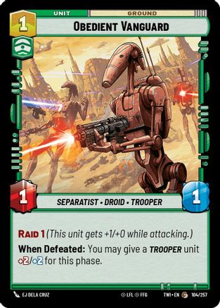 Obedient Vanguard (104/257) - Twilight of the Republic - Premium Star Wars: Unlimited Single from Twilight of the Republic - Just $0.08! Shop now at Game Crave Tournament Store