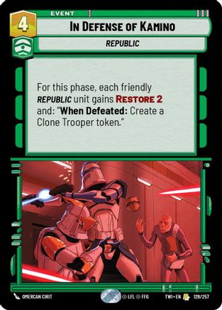 In Defense of Kamino (129/257) - Twilight of the Republic Foil - Premium Star Wars: Unlimited Single from Twilight of the Republic - Just $0.11! Shop now at Game Crave Tournament Store