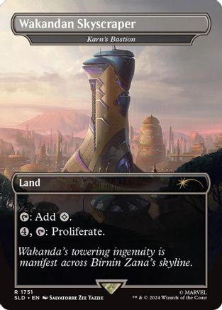 Karn's Bastion (SLD-1751) - Secret Lair Drop / Wakandan Skyscraper (Borderless) Foil - Premium MTG Single from Wizards of the Coast - Just $3.01! Shop now at Game Crave Tournament Store