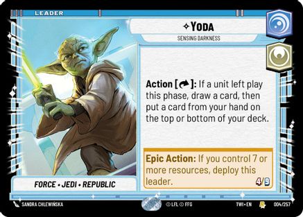Yoda - Sensing Darkness (004/257) - Twilight of the Republic - Premium Star Wars: Unlimited Single from Twilight of the Republic - Just $0.08! Shop now at Game Crave Tournament Store