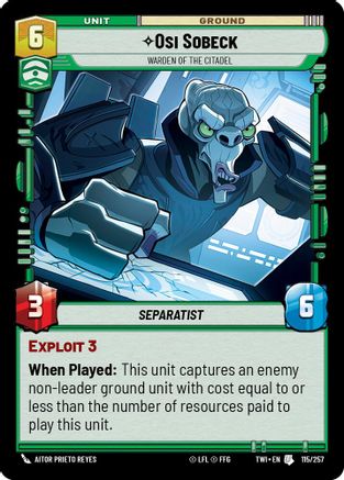 Osi Sobeck - Warden of the Citadel (115/257) - Twilight of the Republic - Premium Star Wars: Unlimited Single from Twilight of the Republic - Just $0.08! Shop now at Game Crave Tournament Store