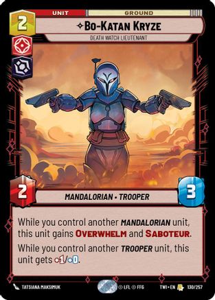 Bo-Katan Kryze - Death Watch Lieutenant (130/257) - Twilight of the Republic Foil - Premium Star Wars: Unlimited Single from Twilight of the Republic - Just $0.13! Shop now at Game Crave Tournament Store