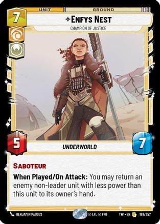 Enfys Nest - Champion of Justice (198/257) - Twilight of the Republic Foil - Premium Star Wars: Unlimited Single from Twilight of the Republic - Just $0.22! Shop now at Game Crave Tournament Store