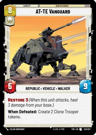 AT-TE Vanguard (247/257) - Twilight of the Republic - Premium Star Wars: Unlimited Single from Twilight of the Republic - Just $0.08! Shop now at Game Crave Tournament Store