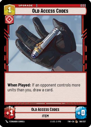 Old Access Codes (168/257) - Twilight of the Republic Foil - Premium Star Wars: Unlimited Single from Twilight of the Republic - Just $0.08! Shop now at Game Crave Tournament Store