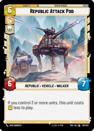 Republic Attack Pod (197/257) - Twilight of the Republic - Premium Star Wars: Unlimited Single from Twilight of the Republic - Just $0.08! Shop now at Game Crave Tournament Store