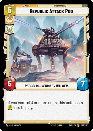 Republic Attack Pod (197/257) - Twilight of the Republic Foil - Premium Star Wars: Unlimited Single from Twilight of the Republic - Just $0.08! Shop now at Game Crave Tournament Store