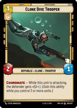 Clone Dive Trooper (205/257) - Twilight of the Republic - Premium Star Wars: Unlimited Single from Twilight of the Republic - Just $0.08! Shop now at Game Crave Tournament Store