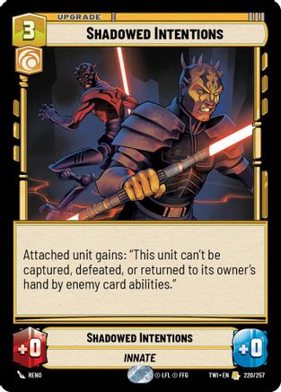 Shadowed Intentions (220/257) - Twilight of the Republic Foil - Premium Star Wars: Unlimited Single from Twilight of the Republic - Just $0.18! Shop now at Game Crave Tournament Store