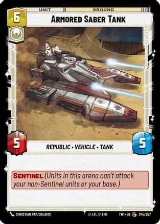 Armored Saber Tank (245/257) - Twilight of the Republic Foil - Premium Star Wars: Unlimited Single from Twilight of the Republic - Just $0.08! Shop now at Game Crave Tournament Store