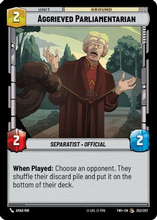 Aggrieved Parliamentarian (252/257) - Twilight of the Republic Foil - Premium Star Wars: Unlimited Single from Twilight of the Republic - Just $0.08! Shop now at Game Crave Tournament Store