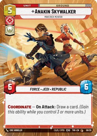 Anakin Skywalker - Maverick Mentor (Hyperspace) (08/20) - Twilight of the Republic Weekly Play Promos - Premium Star Wars: Unlimited Single from Twilight of the Republic: Weekly Play Promos - Just $0.21! Shop now at Game Crave Tournament Store