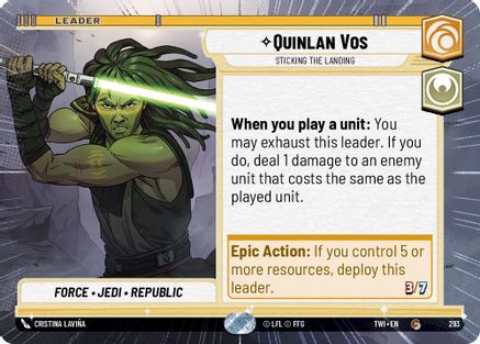 Quinlan Vos - Sticking the Landing (Hyperspace) (293) - Twilight of the Republic - Premium Star Wars: Unlimited Single from Twilight of the Republic - Just $0.08! Shop now at Game Crave Tournament Store