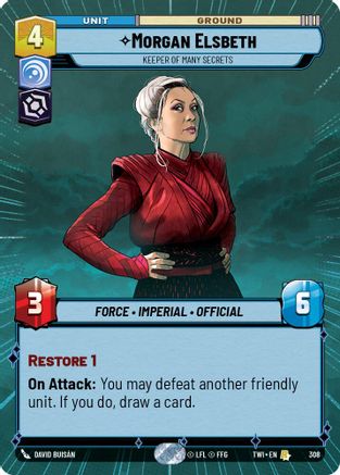 Morgan Elsbeth - Keeper of Many Secrets (Hyperspace) (308) - Twilight of the Republic - Premium Star Wars: Unlimited Single from Twilight of the Republic - Just $0.35! Shop now at Game Crave Tournament Store