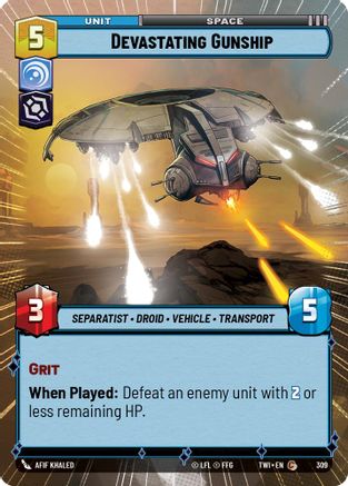 Devastating Gunship (Hyperspace) (309) - Twilight of the Republic - Premium Star Wars: Unlimited Single from Twilight of the Republic - Just $0.11! Shop now at Game Crave Tournament Store