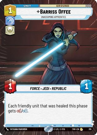 Barriss Offee - Unassuming Apprentice (Hyperspace) (315) - Twilight of the Republic Foil - Premium Star Wars: Unlimited Single from Twilight of the Republic - Just $0.91! Shop now at Game Crave Tournament Store