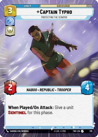 Captain Typho - Protecting the Senator (Hyperspace) (319) - Twilight of the Republic Foil - Premium Star Wars: Unlimited Single from Twilight of the Republic - Just $0.29! Shop now at Game Crave Tournament Store