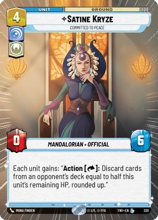 Satine Kryze - Committed to Peace (Hyperspace) (320) - Twilight of the Republic Foil - Premium Star Wars: Unlimited Single from Twilight of the Republic - Just $3.78! Shop now at Game Crave Tournament Store