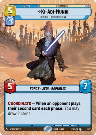 Ki-Adi-Mundi - Composed and Confident (Hyperspace) (337) - Twilight of the Republic - Premium Star Wars: Unlimited Single from Twilight of the Republic - Just $3.67! Shop now at Game Crave Tournament Store