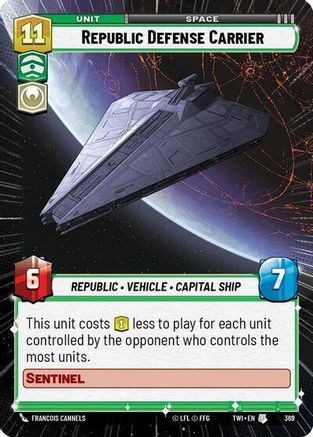 Republic Defense Carrier (Hyperspace) (369) - Twilight of the Republic Foil - Premium Star Wars: Unlimited Single from Twilight of the Republic - Just $0.18! Shop now at Game Crave Tournament Store
