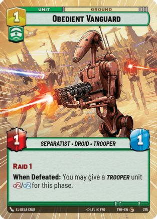 Obedient Vanguard (Hyperspace) (375) - Twilight of the Republic Foil - Premium Star Wars: Unlimited Single from Twilight of the Republic - Just $0.23! Shop now at Game Crave Tournament Store