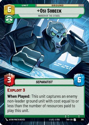 Osi Sobeck - Warden of the Citadel (Hyperspace) (385) - Twilight of the Republic Foil - Premium Star Wars: Unlimited Single from Twilight of the Republic - Just $0.20! Shop now at Game Crave Tournament Store