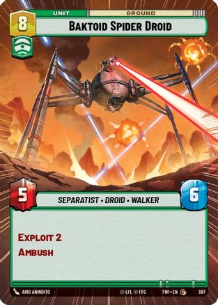 Baktoid Spider Droid (Hyperspace) (387) - Twilight of the Republic Foil - Premium Star Wars: Unlimited Single from Twilight of the Republic - Just $0.08! Shop now at Game Crave Tournament Store