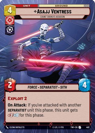 Asajj Ventress - Count Dooku's Assassin (Hyperspace) (402) - Twilight of the Republic Foil - Premium Star Wars: Unlimited Single from Twilight of the Republic - Just $0.71! Shop now at Game Crave Tournament Store