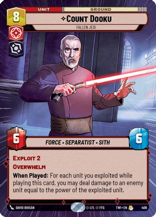Count Dooku - Fallen Jedi (Hyperspace) (406) - Twilight of the Republic - Premium Star Wars: Unlimited Single from Twilight of the Republic - Just $1.17! Shop now at Game Crave Tournament Store