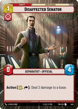 Disaffected Senator (Hyperspace) (424) - Twilight of the Republic - Premium Star Wars: Unlimited Single from Twilight of the Republic - Just $0.08! Shop now at Game Crave Tournament Store