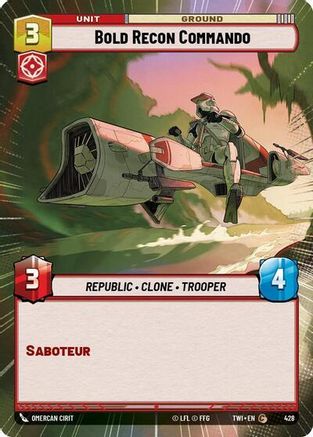 Bold Recon Commando (Hyperspace) (428) - Twilight of the Republic - Premium Star Wars: Unlimited Single from Twilight of the Republic - Just $0.08! Shop now at Game Crave Tournament Store