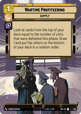 Wartime Profiteering (Hyperspace) (453) - Twilight of the Republic Foil - Premium Star Wars: Unlimited Single from Twilight of the Republic - Just $0.09! Shop now at Game Crave Tournament Store
