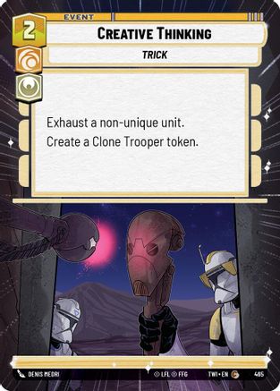Creative Thinking (Hyperspace) (465) - Twilight of the Republic Foil - Premium Star Wars: Unlimited Single from Twilight of the Republic - Just $0.10! Shop now at Game Crave Tournament Store