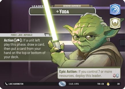 Yoda - Sensing Darkness (Showcase) (261) - Twilight of the Republic Foil - Premium Star Wars: Unlimited Single from Twilight of the Republic - Just $74! Shop now at Game Crave Tournament Store