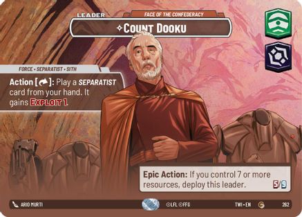 Count Dooku - Face of the Confederacy (Showcase) (262) - Twilight of the Republic Foil - Premium Star Wars: Unlimited Single from Twilight of the Republic - Just $33.25! Shop now at Game Crave Tournament Store