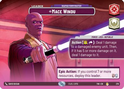 Mace Windu - Vaapad Form Master (Showcase) (270) - Twilight of the Republic Foil - Premium Star Wars: Unlimited Single from Twilight of the Republic - Just $33.89! Shop now at Game Crave Tournament Store