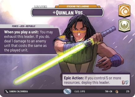 Quinlan Vos - Sticking the Landing (Showcase) (275) - Twilight of the Republic Foil - Premium Star Wars: Unlimited Single from Twilight of the Republic - Just $55.52! Shop now at Game Crave Tournament Store