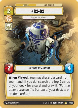 R2-D2 - Full of Solutions (17/20) - Twilight of the Republic Weekly Play Promos - Premium Star Wars: Unlimited Single from Twilight of the Republic: Weekly Play Promos - Just $0.49! Shop now at Game Crave Tournament Store