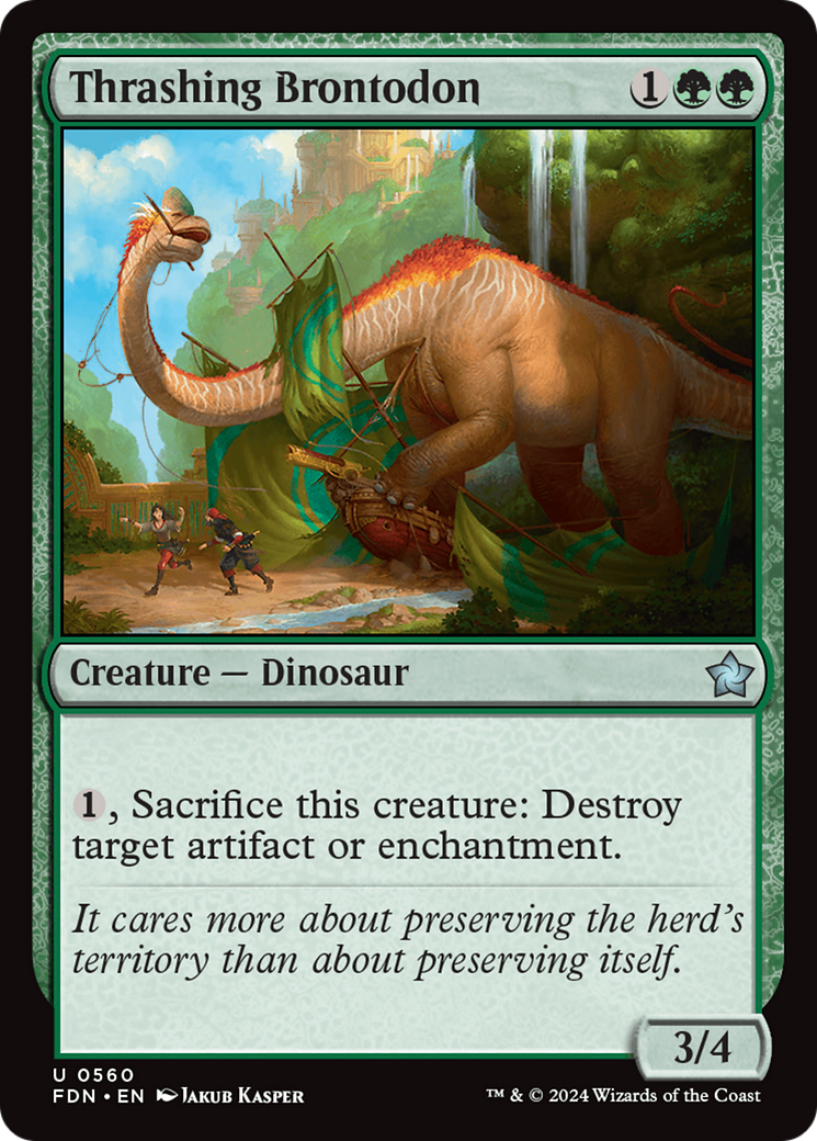 Thrashing Brontodon (FDN-560) - Foundations - Premium MTG Single from Wizards of the Coast - Just $0.25! Shop now at Game Crave Tournament Store