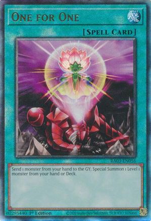 One for One (PUR) (RA03-EN056) - Quarter Century Bonanza 1st Edition - Premium Yugioh Single from Konami - Just $0.58! Shop now at Game Crave Tournament Store
